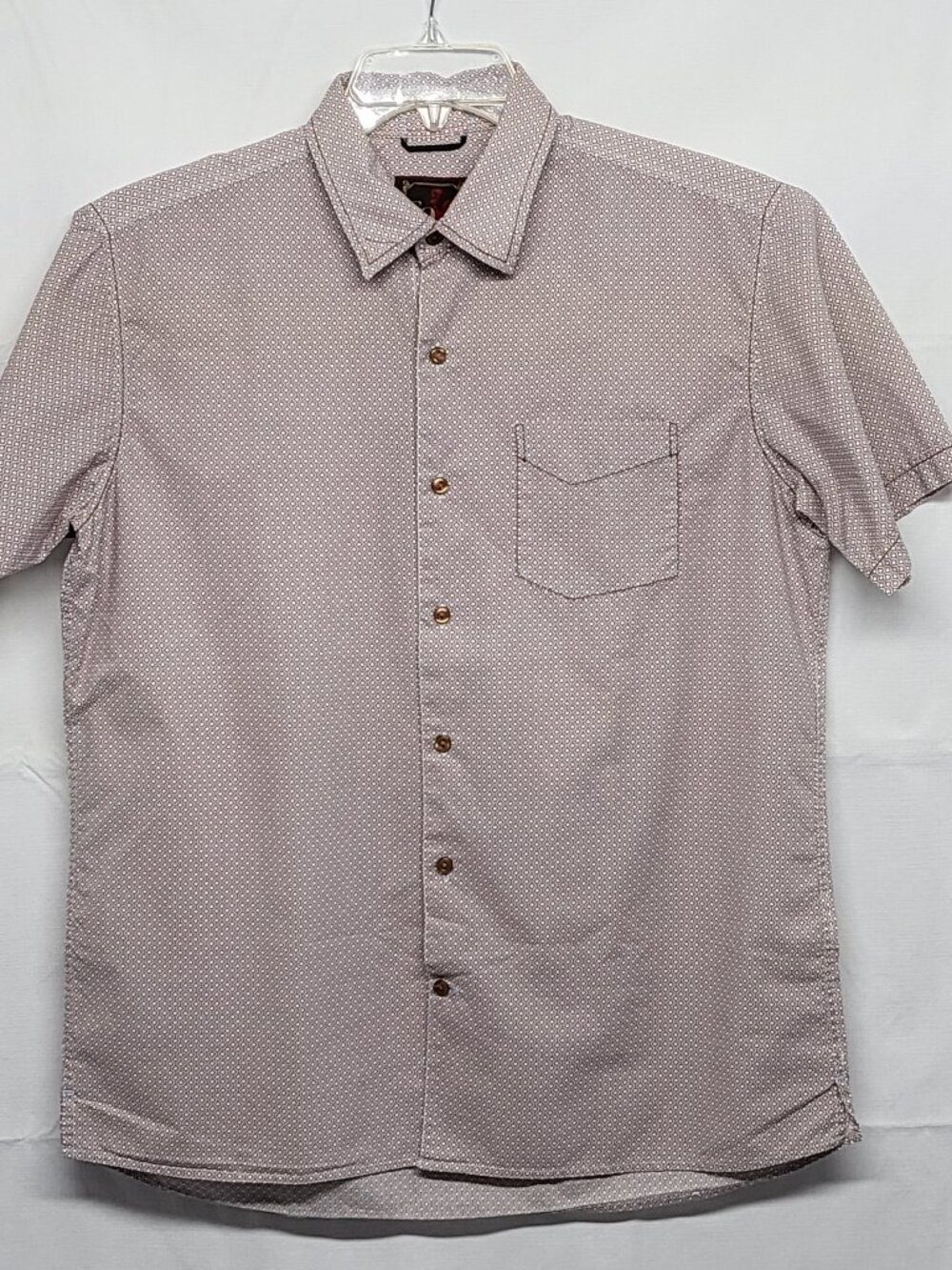 EQ Mens Shirt Button Up Size Medium Rooster Logo Short Sleeve Geometric Cotton